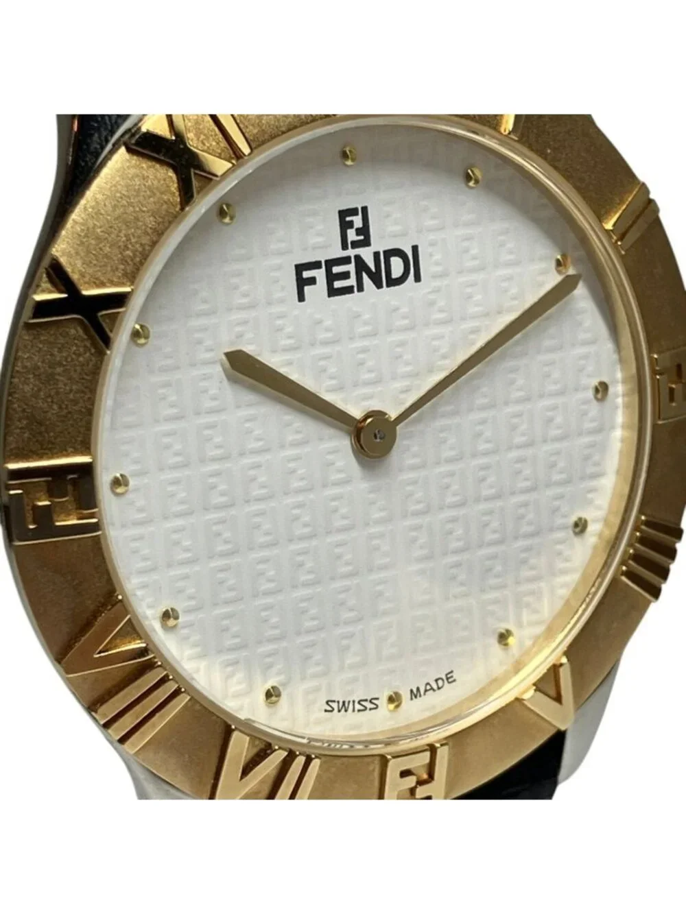 Fendi Watch SS Leather Quartz White Dial